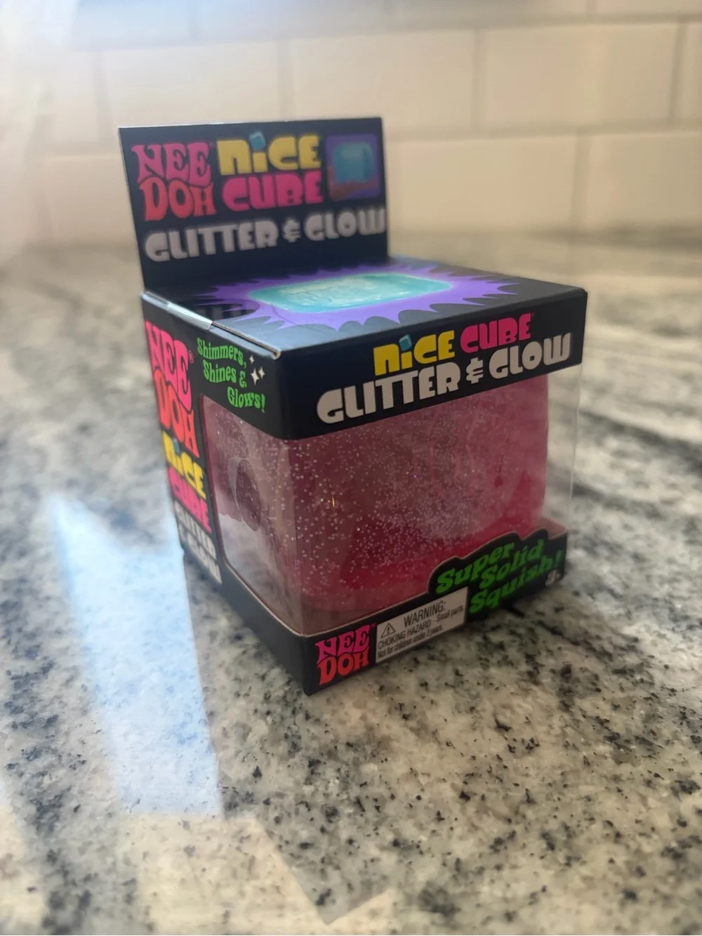 NeeDoh Nice Cube Glitter & Glow Pink cube NEW 💗 Sealed Authentic Nee Doh gift